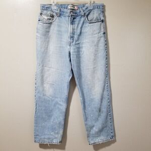 Levis 550 Destroyed Relaxed Fit Work Jeans Light Wash Men's 38 x 30